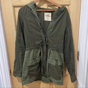 Hollister green hooded utility jacket size L